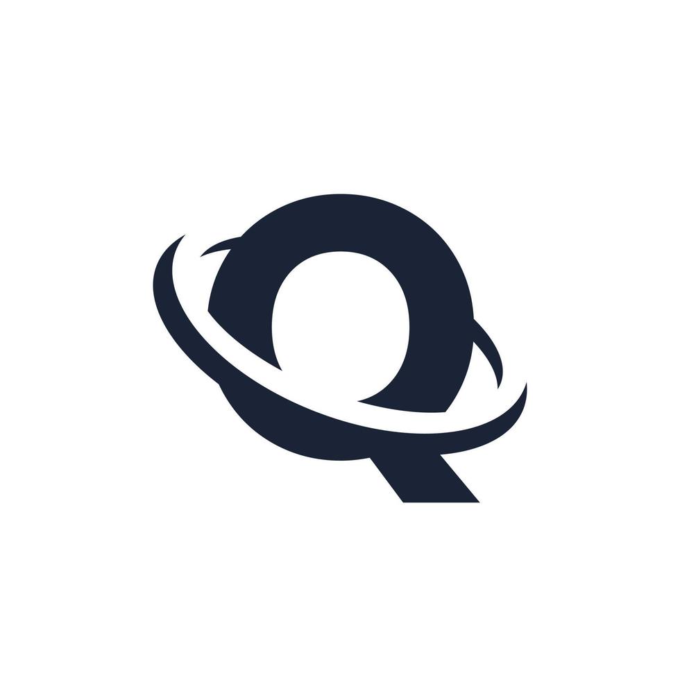 Letter Q Logo Initial with Circle Shape. Swoosh Alphabet Logotype Simple and Minimalist vector