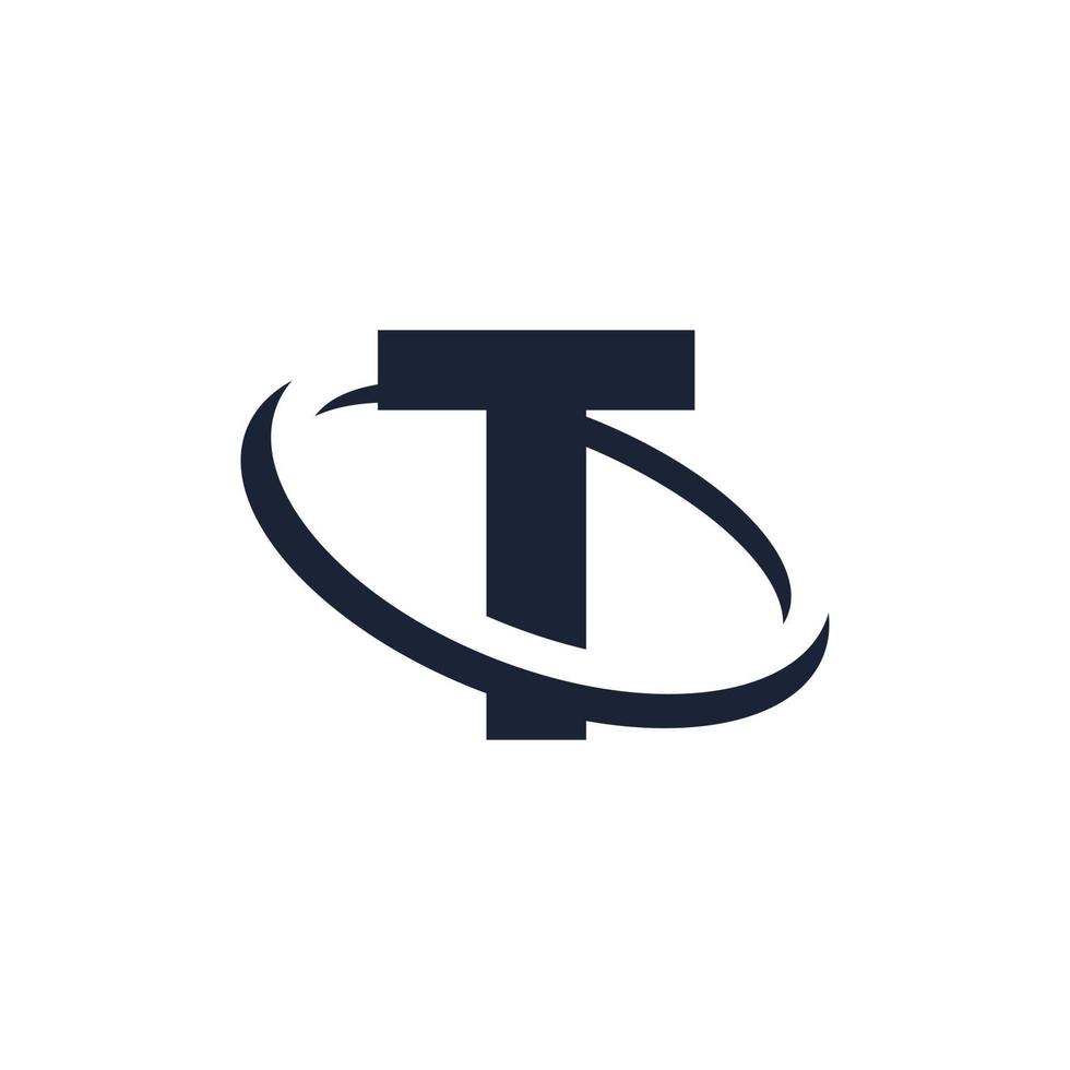Letter T Logo Initial with Circle Shape. Swoosh Alphabet Logotype Simple and Minimalist vector