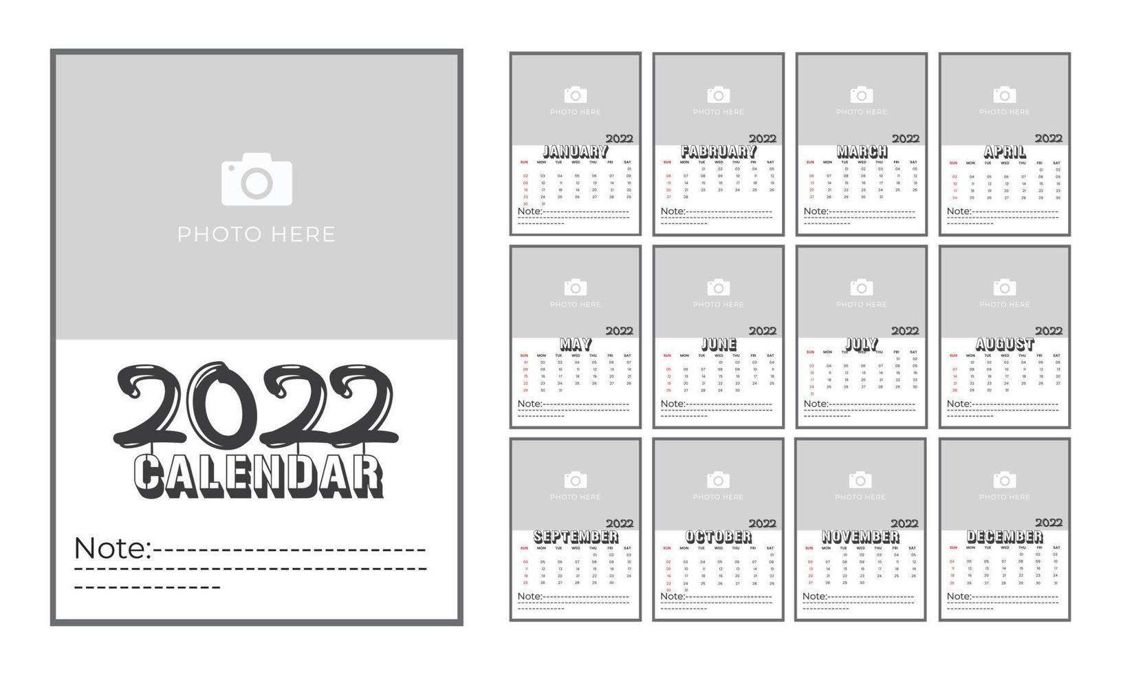 minimal best wall calendar vector with cover page