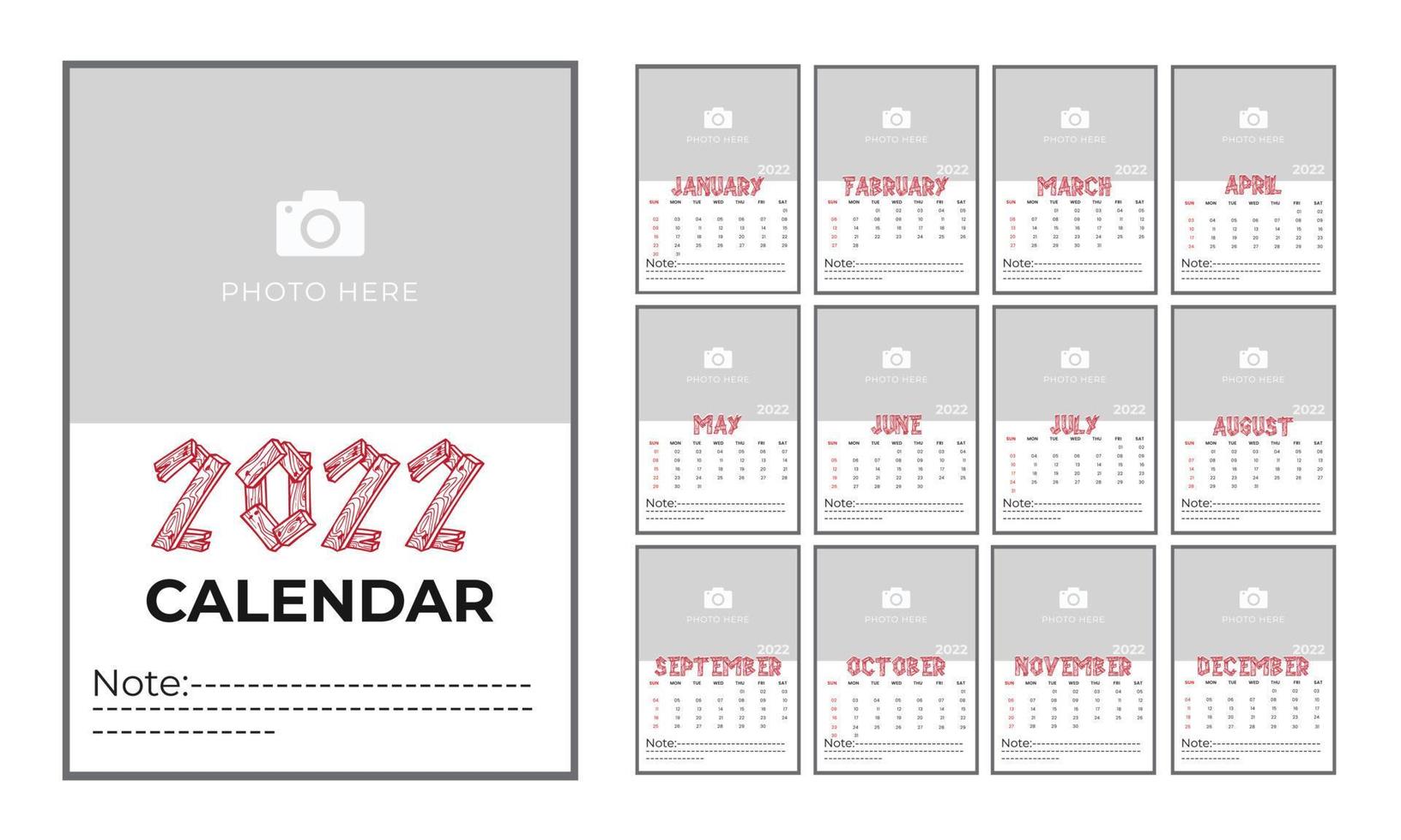minimal best wall calendar vector with cover page
