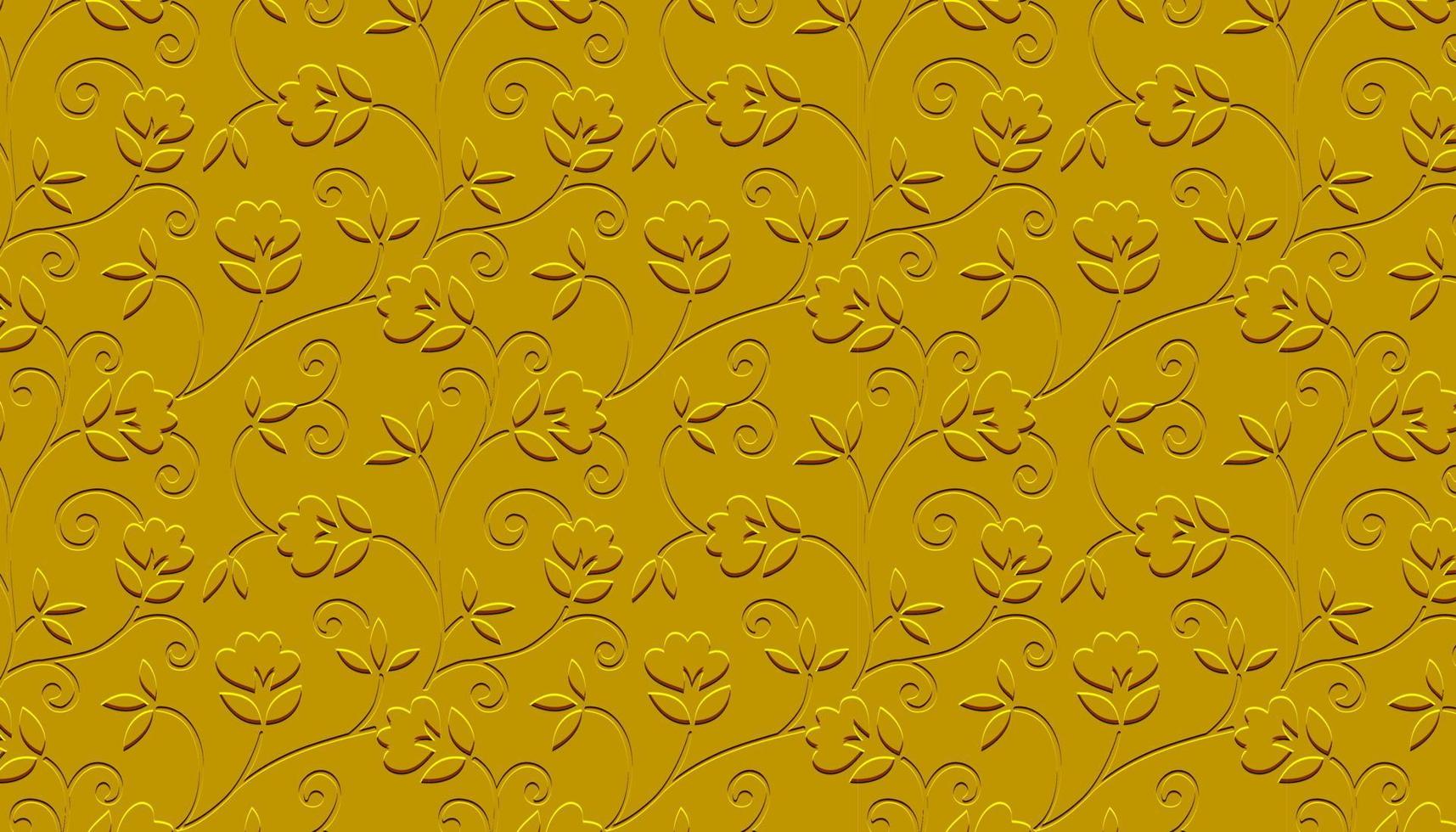 Golden relief patterned wallpaper Background. vector