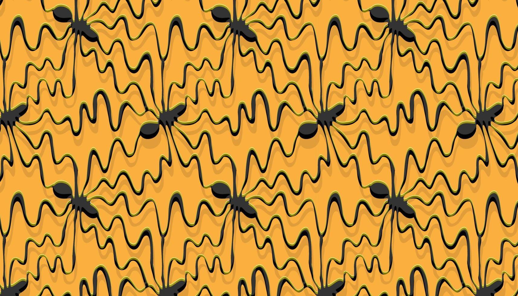 Pattern with abstract ants on yellow background. vector