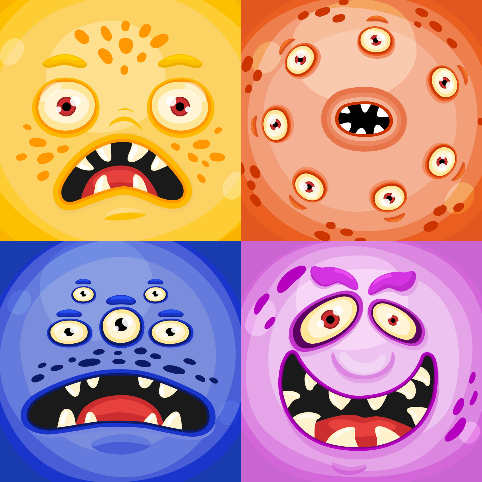 Scary Monster or aliens faces masks with mouth and eyes. Cartoon vector monster faces set with different expressions emotions. 5521000 Vector Art at Vecteezy Scary Monster or aliens faces masks with mouth and eyes. Cartoon vector monster faces set with different expressions emotions. 5521000 Vector Art at Vecteezy