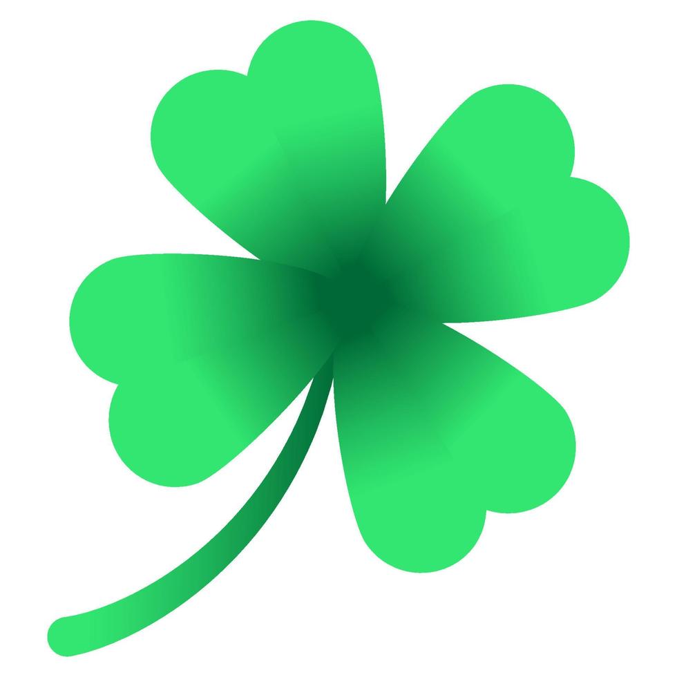 Vector flat style illustration four leaf shamrock symbol of Irish beer festival St Patrick's day. Green lucky clover leaf icon isolated on white background. Web site page and mobile app design element