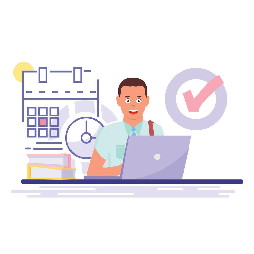 The man is doing well. Business concept. Vector illustration