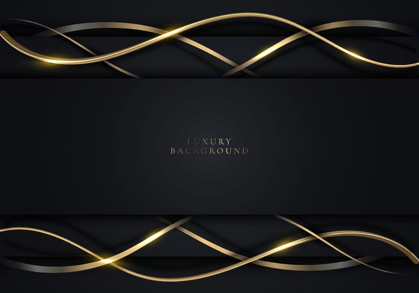 Abstract background black stripes layer paper cut design with 3D golden lines vector