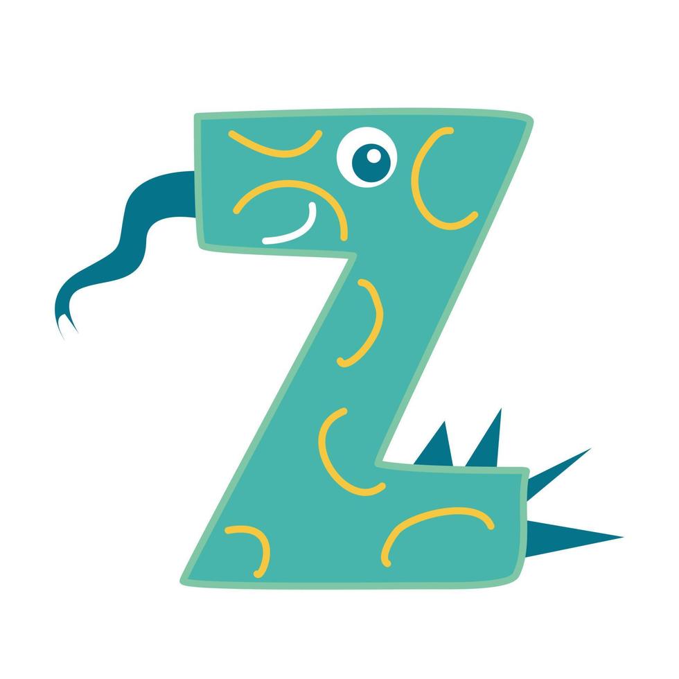 The letter Z in the form of a dinosaur. vector