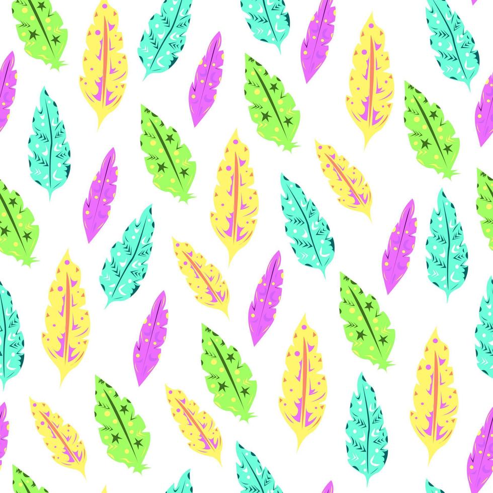 Seamless pattern with feathers of different colors. vector