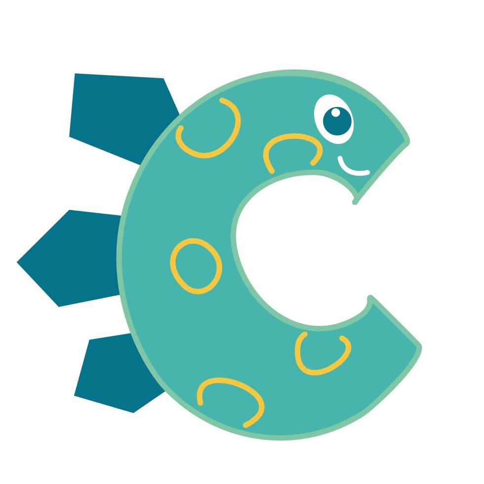 The letter C in the form of a dinosaur. vector