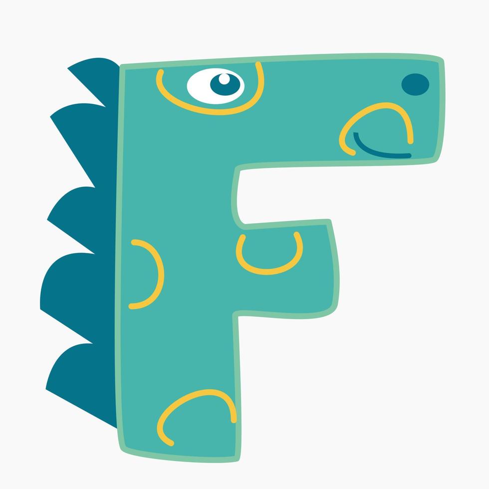 The letter F in the form of a dinosaur. vector
