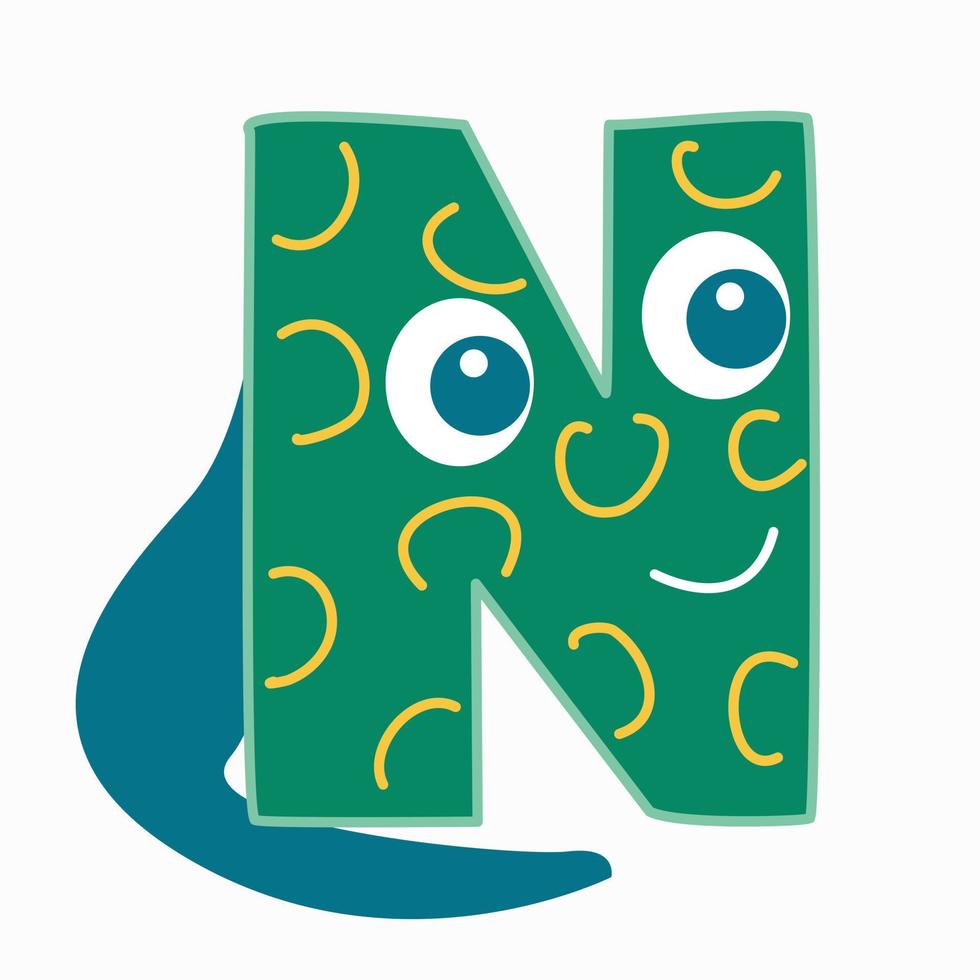 The letter N in the form of a dinosaur. vector