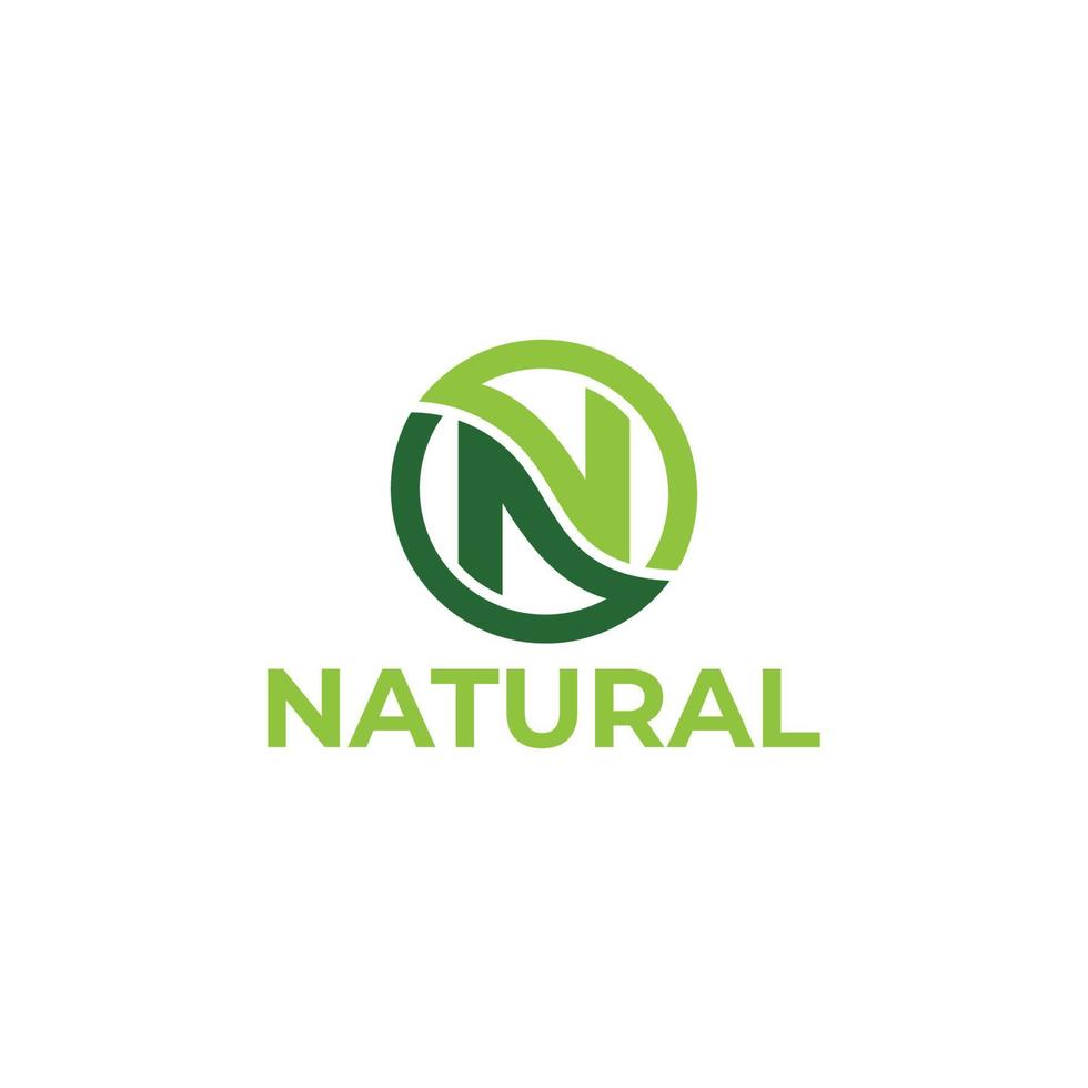 diseños de logotipo de letra n con hoja natural vector