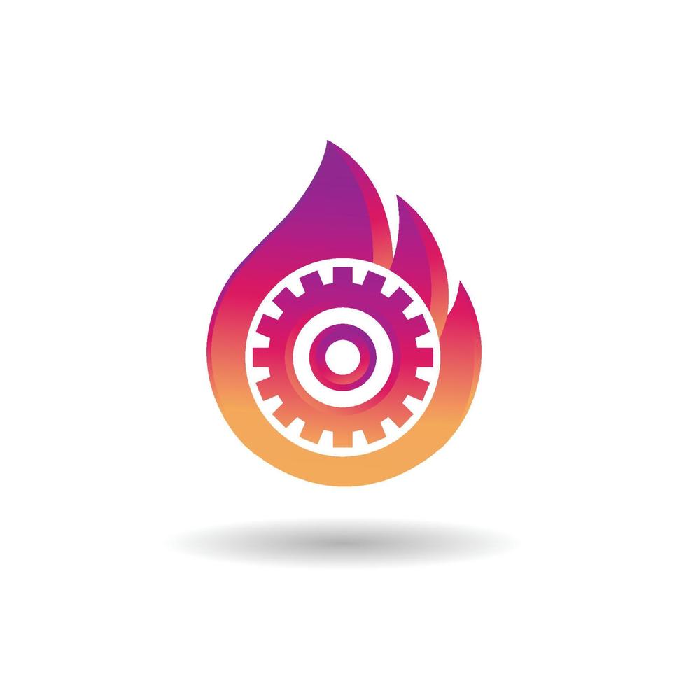 Gear Flame Fire  Logo and vector image