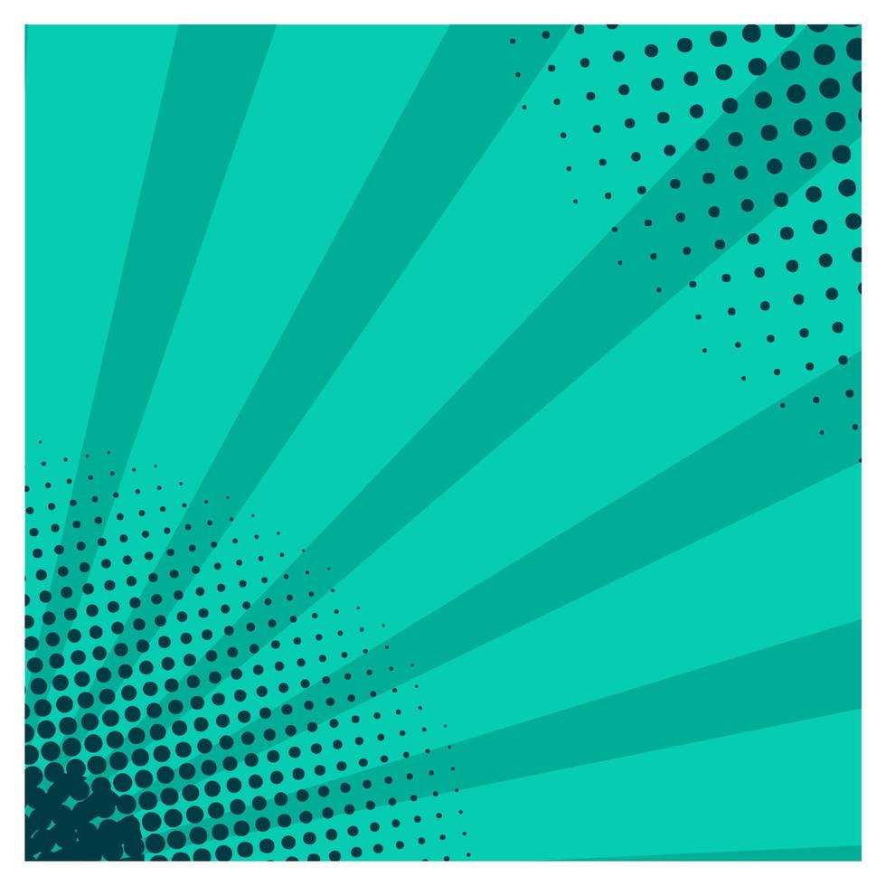 Green comic burst background with halftone vector