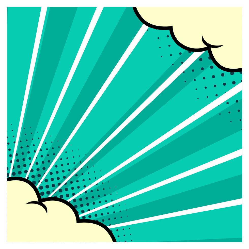 Green comic burst background with cloud vector