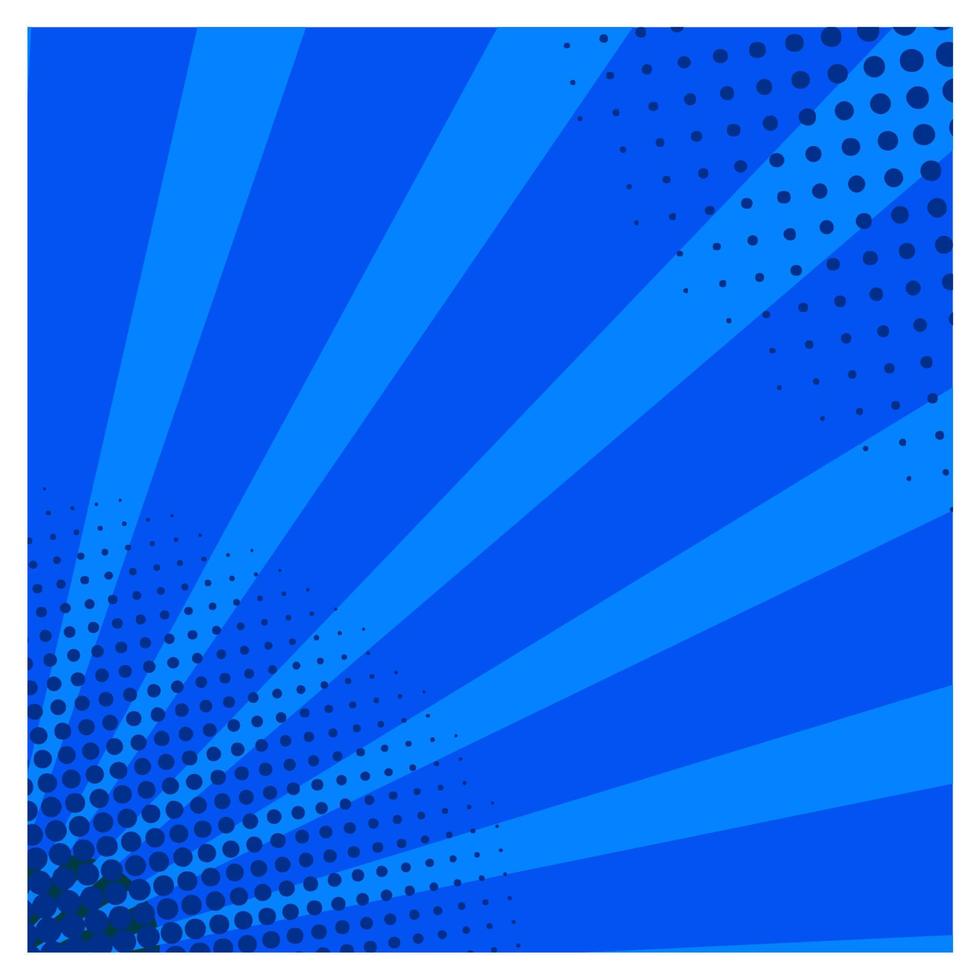 Blue comic burst background with halftone vector