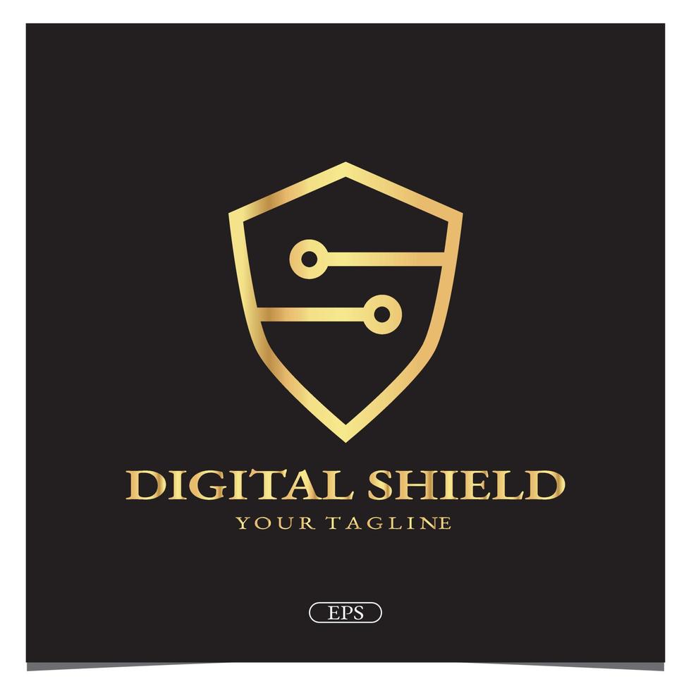 Luxury gold digital shield logo premium elegant template vector eps 10