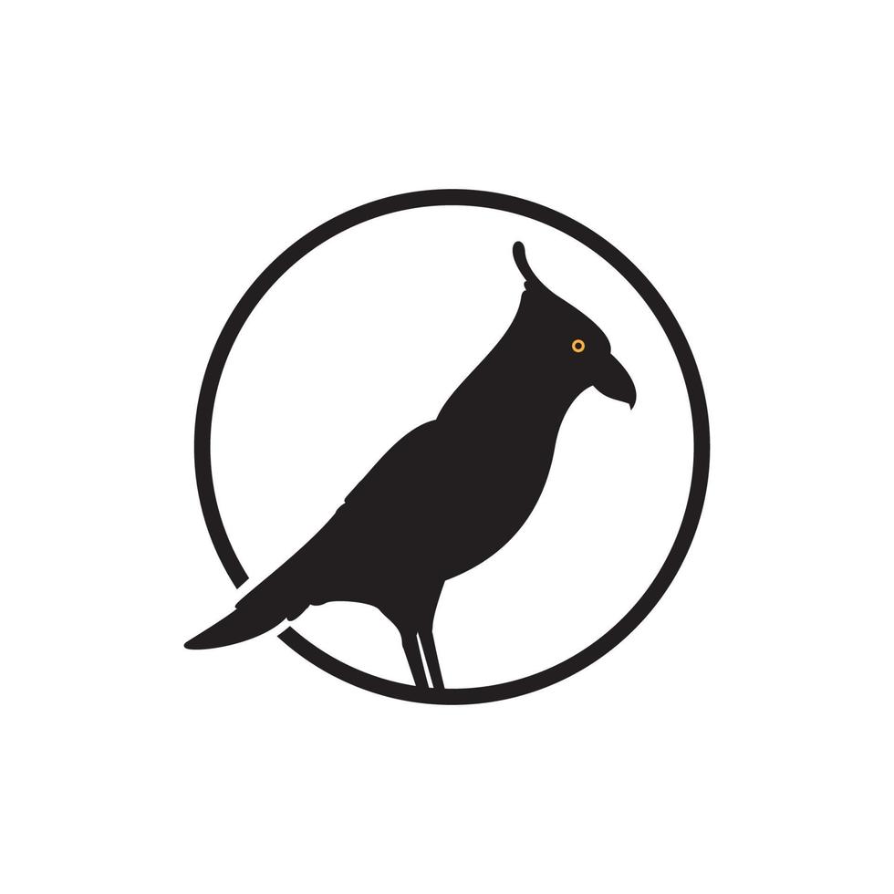 black bird raven silhouette on circle logo design vector