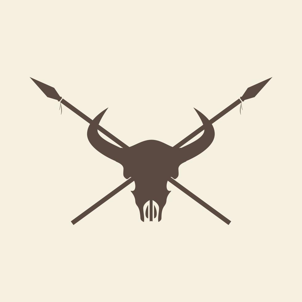 cow skull with spears logo design vector graphic symbol icon sign illustration creative idea