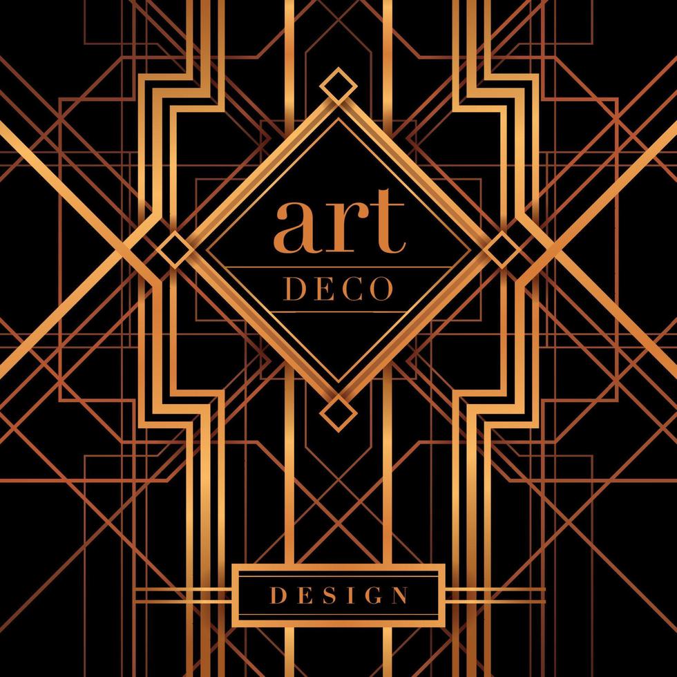 Art deco Cover book, invitation Card design, Great Gatsby Deco Style, Abstract Gold geometric background design vector