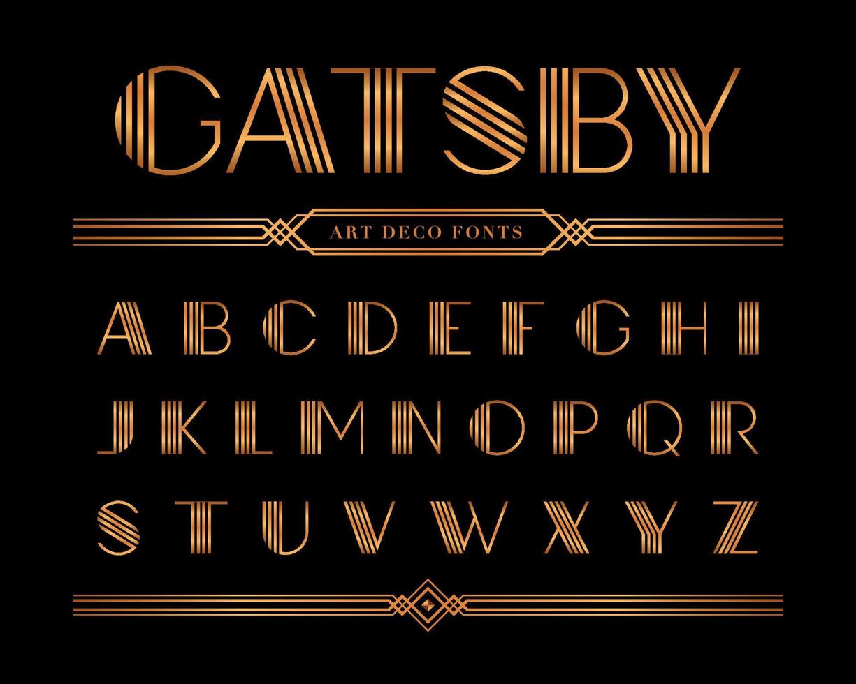 letra del alfabeto gatsby dorado, estilo de fuente art deco vector