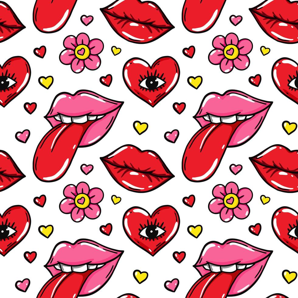 amor de patrones sin fisuras con labios sexy. diseño del día de san valentín. ilustración vectorial vector