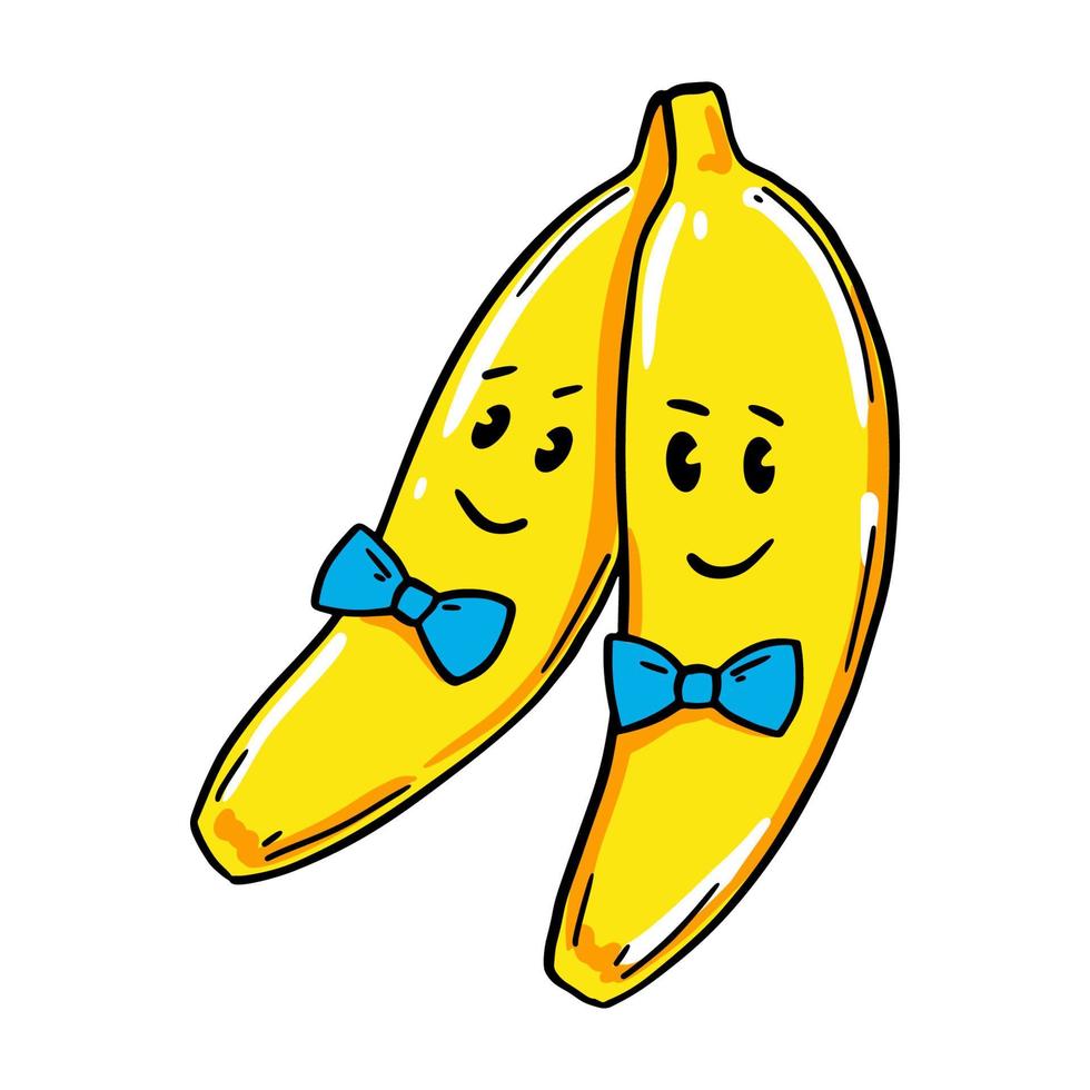 Hand drawn bananas on one branch. Vector illustration