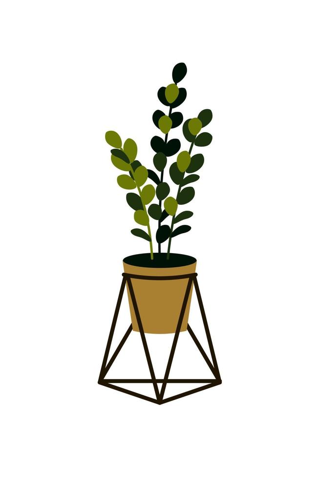 ilustración vectorial de una planta casera en maceta en un soporte aislado en blanco. planta casera en una maceta. elemento de diseño de interiores. vector