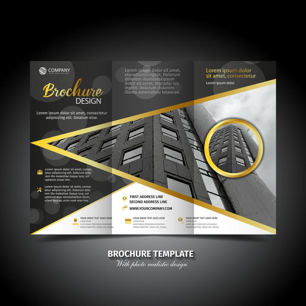 Brochure template design. brochure with realistic photos vector