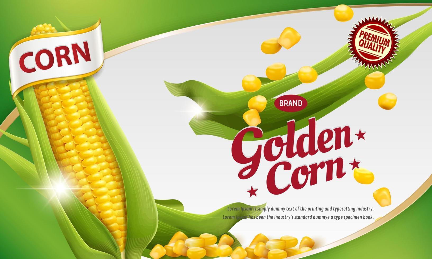 Corn product packaging labels. poster, brochure, food product design vector