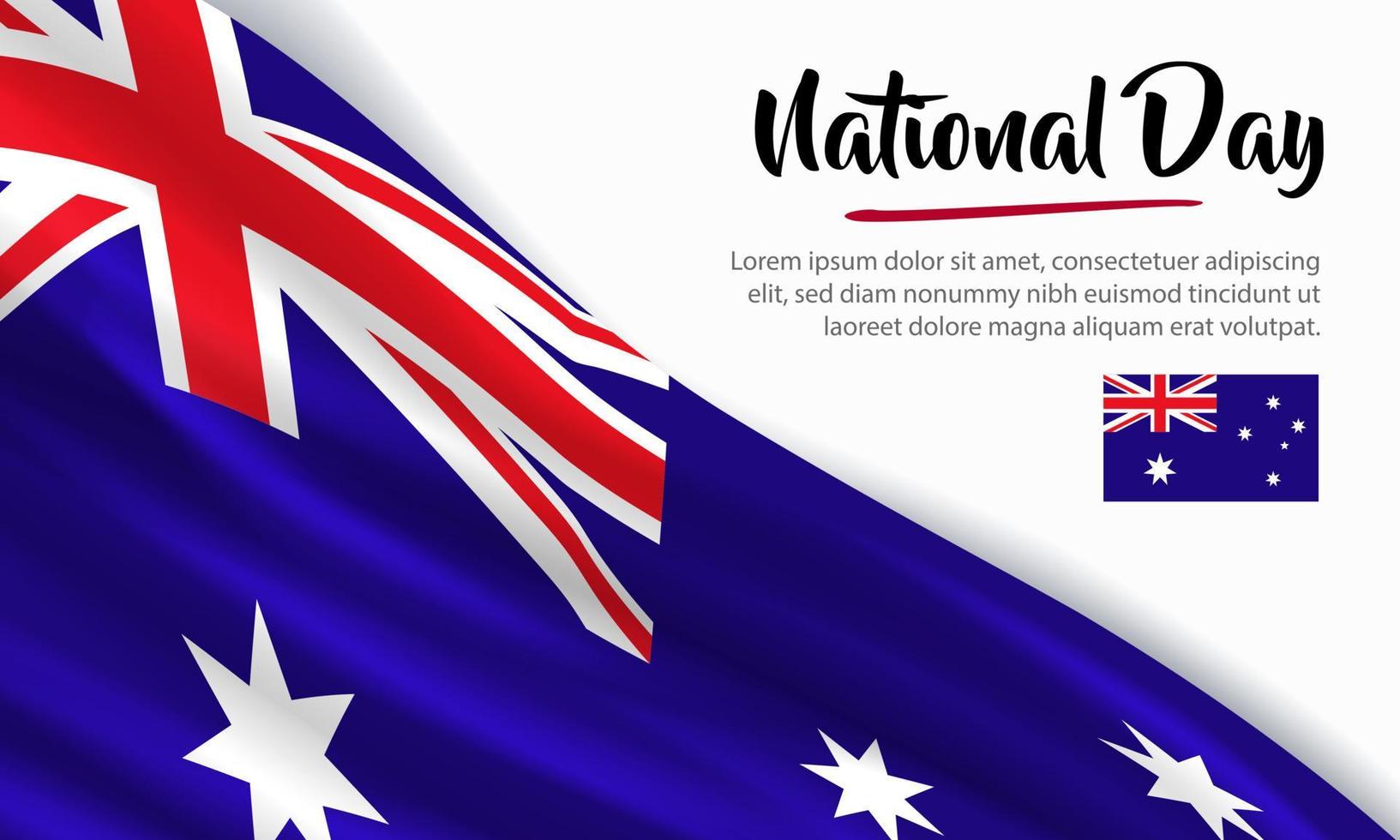 feliz día nacional de australia. banner, tarjeta de felicitación, diseño de volante. diseño de plantilla de cartel vector