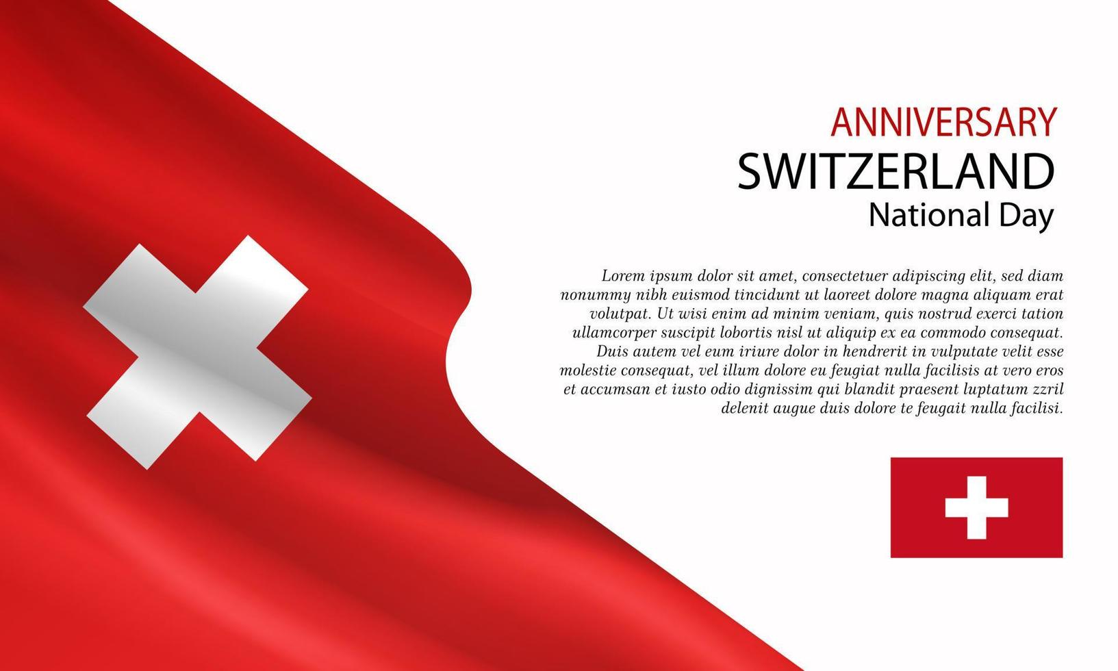 Happy National Day Switzerland. Banner, Greeting card, Flyer design. Poster Template Design vector