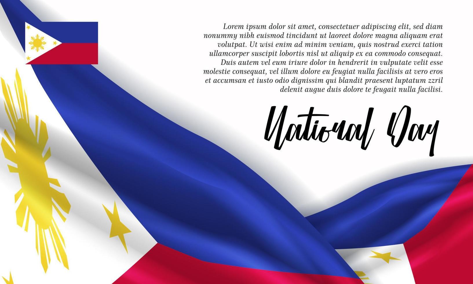 feliz día nacional de filipinas. banner, tarjeta de felicitación, diseño de volante. diseño de plantilla de cartel vector