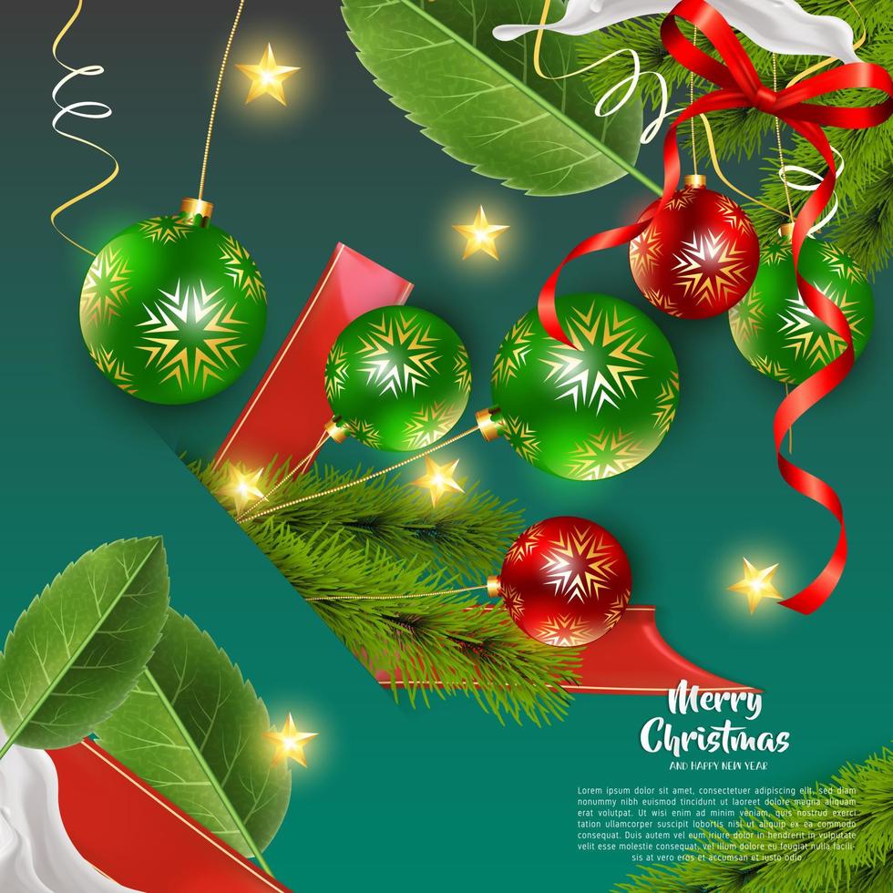 Merry Chrismast and Happy New Year. greeting card design, poster, banner, flyer vector