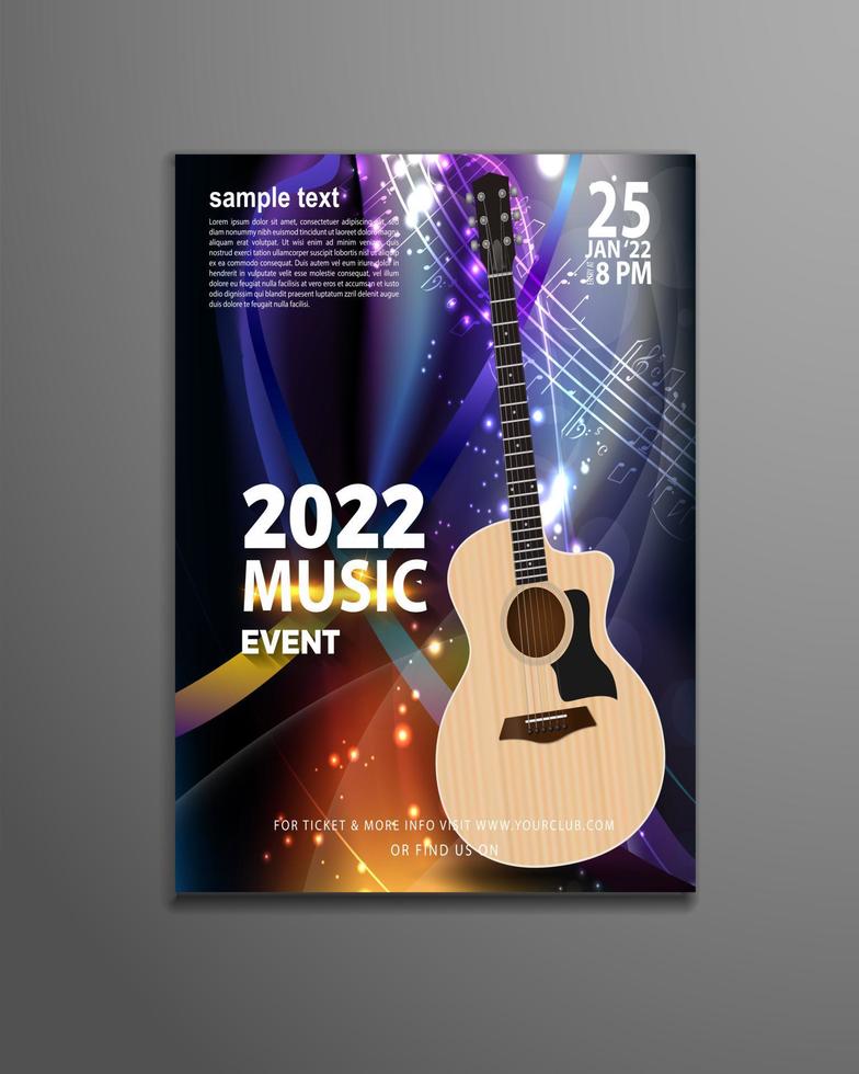 Poster template design. Music event. Poster with photo realistic full color view vector