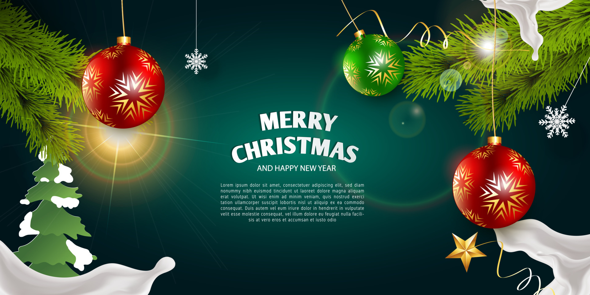 Christmas banner. Xmas design background. Horizontal christmas poster,  greeting card, header, website 5521758 Vector Art at Vecteezy