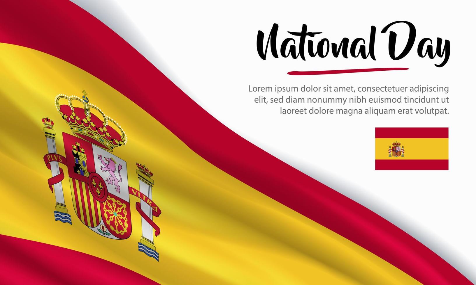 feliz dia nacional españa. banner, tarjeta de felicitación, diseño de volante. diseño de plantilla de cartel vector