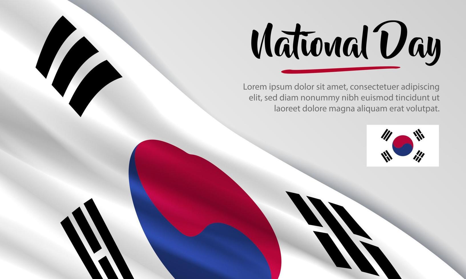 feliz día nacional de corea del sur. banner, tarjeta de felicitación, diseño de volante. diseño de plantilla de cartel vector