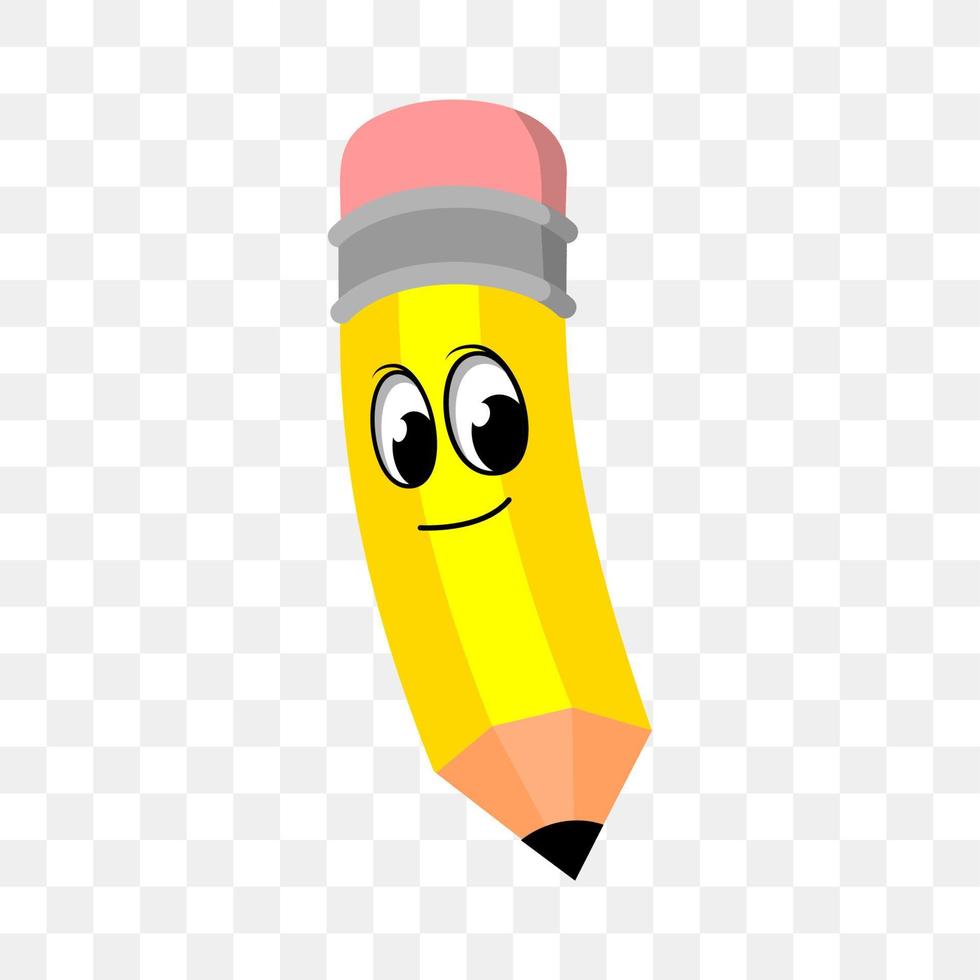 Cute Yellow Pencil Charachter Smiling vector