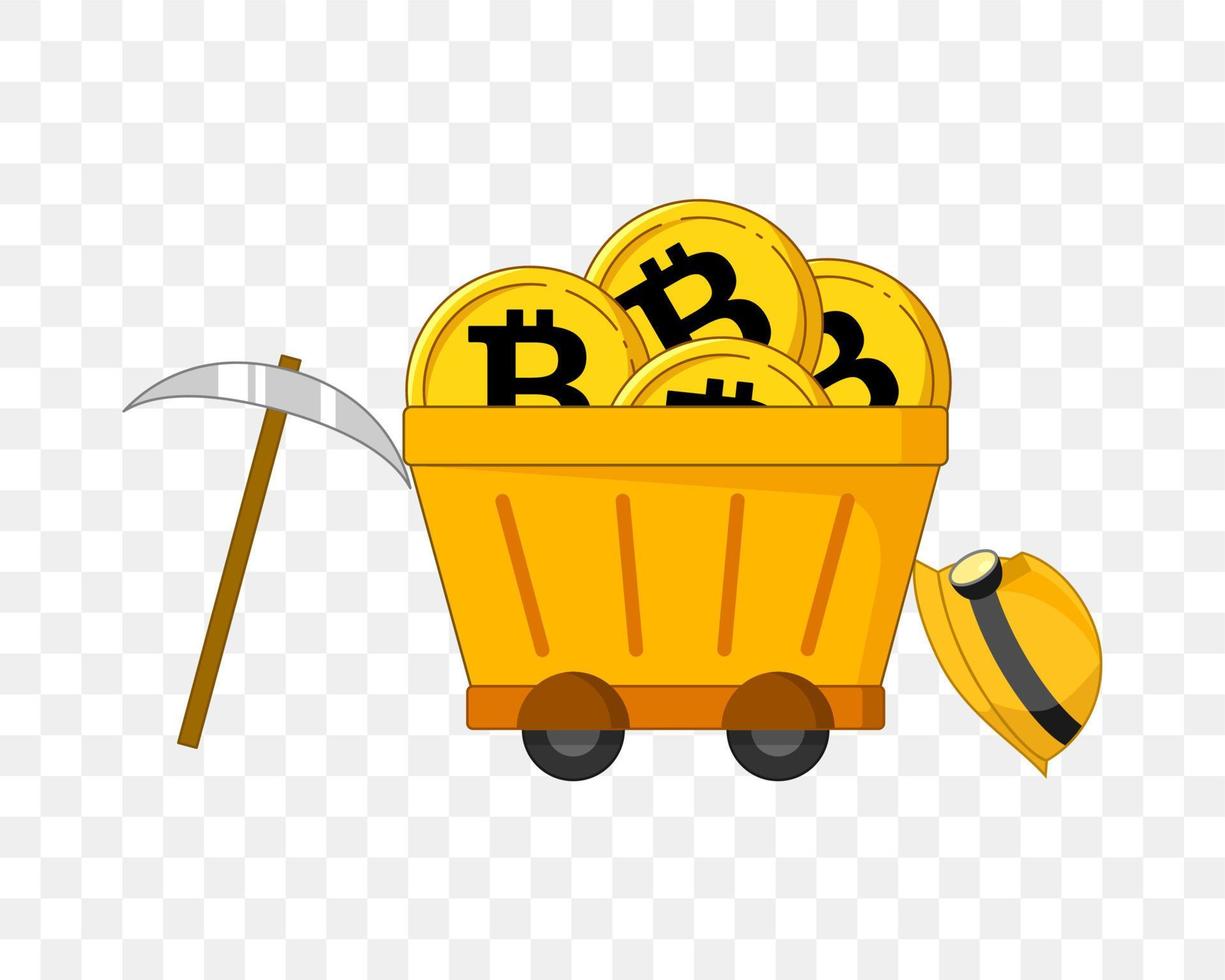 Bicoin Mining Icon. Crypto Currency Vector Illustration