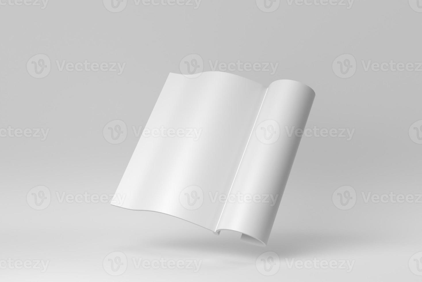 Mockup of opened book on white background. minimal concept. 3D render. photo