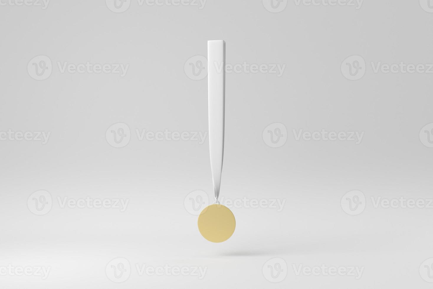 Gold medal on white background. Design Template, Mock up. 3D render. photo