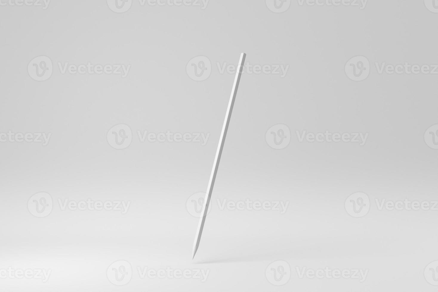 Pencil on white background. Design Template, Mock up. 3D render. photo