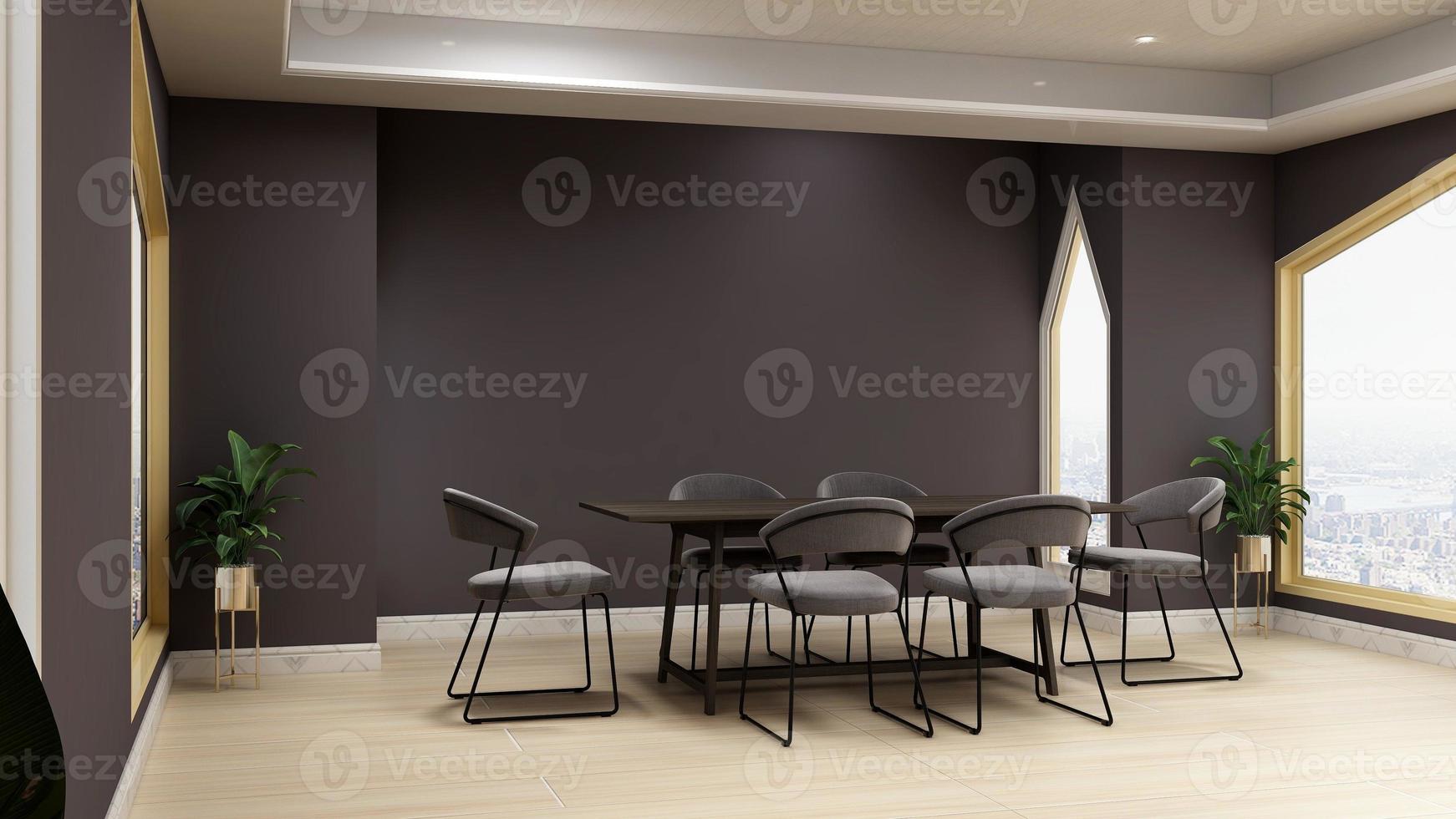 3D render modern meeting room mockup - cozy meeting room interior design concept photo