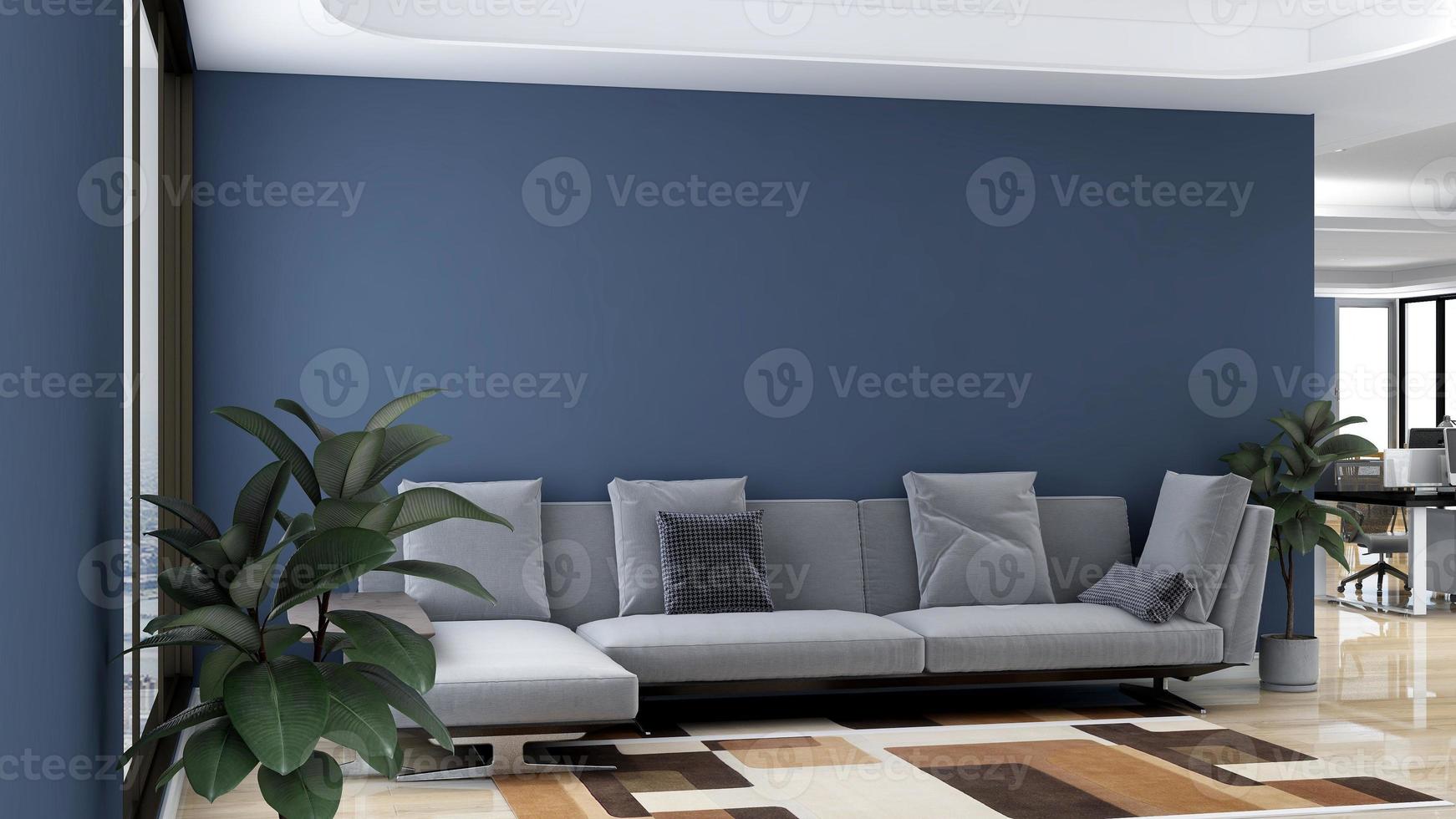 3D Render illustration of cozy relaxation room with modern minimalist concept photo