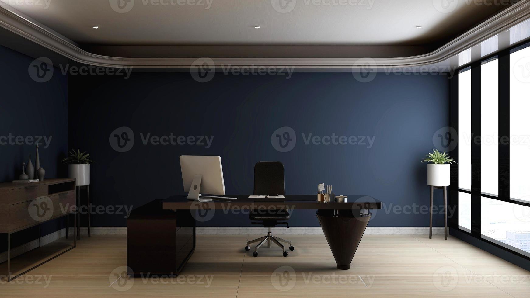 3D Render office design - manager room interior wall mockup photo