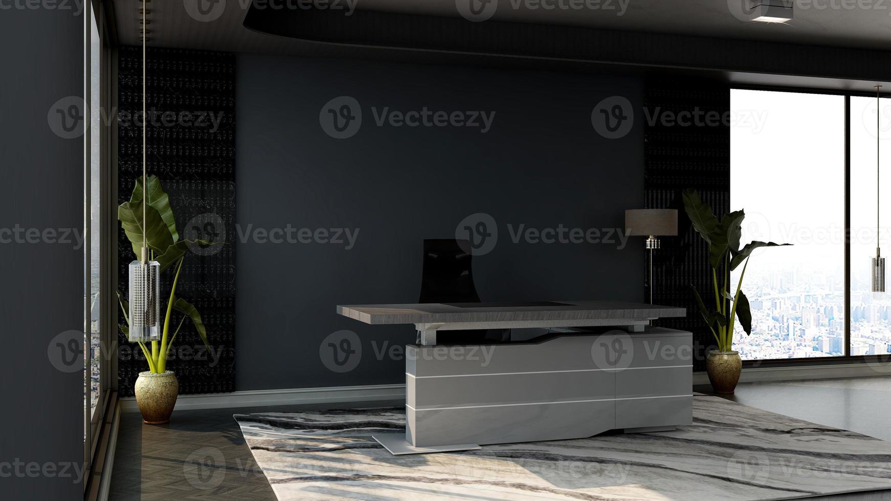 Exclusive modern office reception room in 3d rendering mockup photo