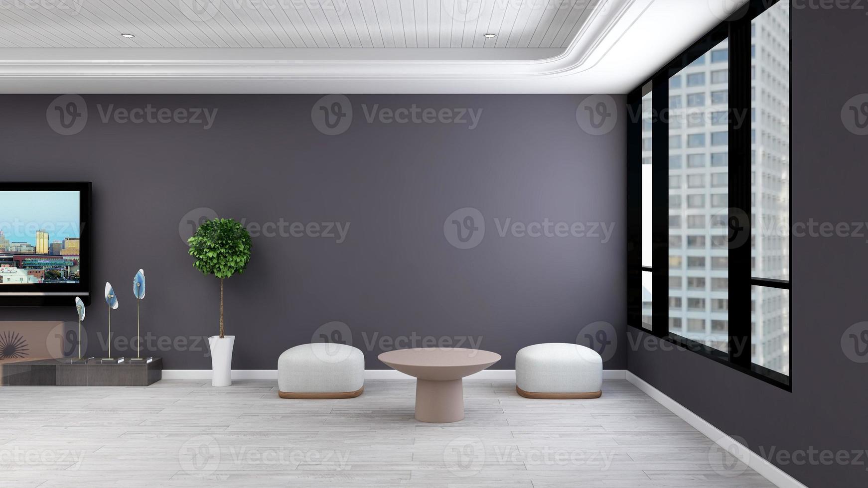 3D Render illustration of cozy relaxation room with modern minimalist concept photo