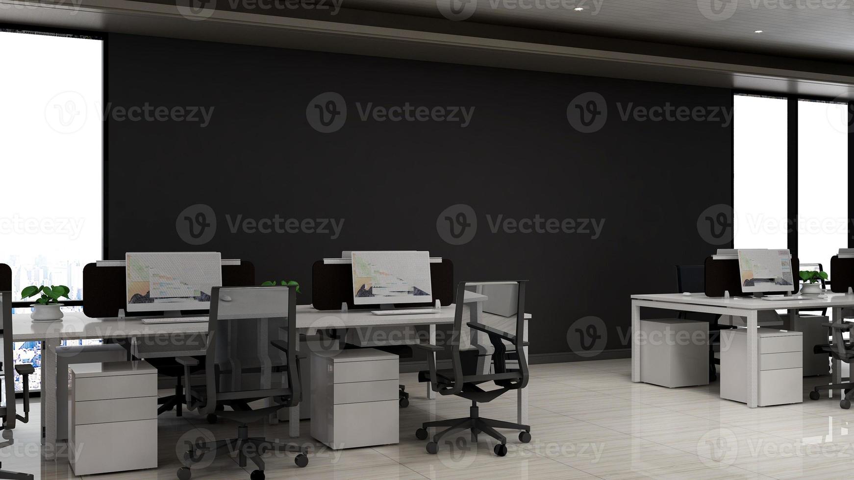 Modern office workplace interior design in 3d render photo