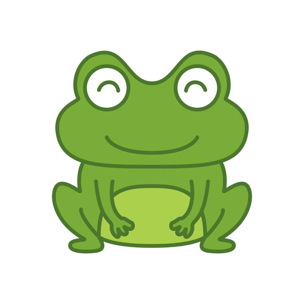 frog or toad happy cute cartoon logo icon illustration vector